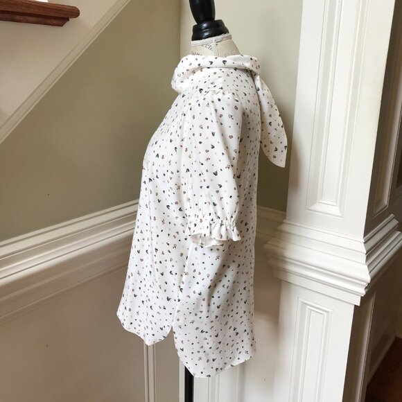 Charlotte Brody Handkerchief Blouse Top Shirt Womens XL Cream Floral Silk Scarf - Picture 7 of 10